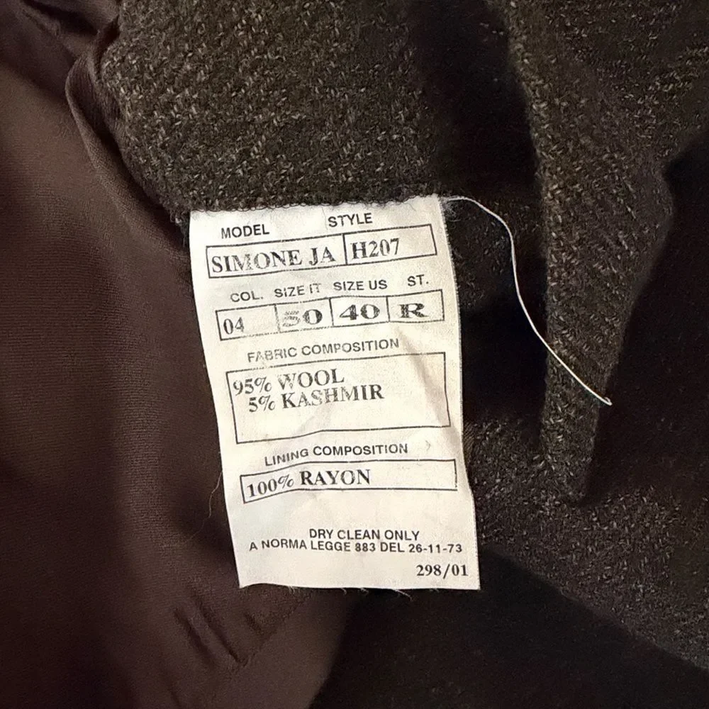 Italian Wool Cashmere Sport Coat 40R Brown Glen Plaid Prince of Wales Italy